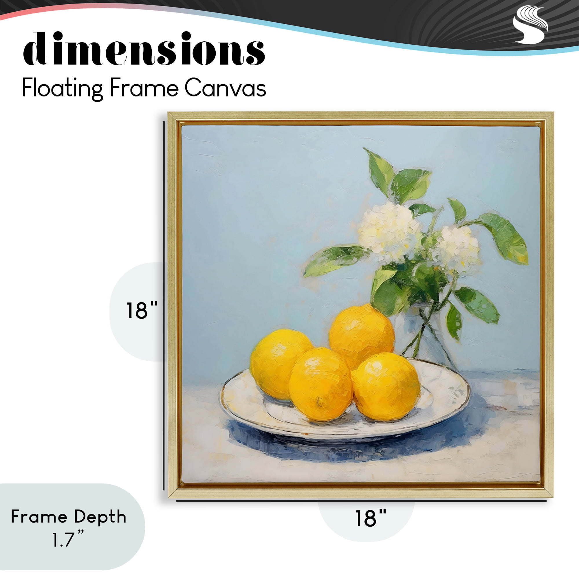 Stupell Industries Vase of Flowers and Lemons Gold Framed Floater Canvas Wall Art, design by Creative Studio