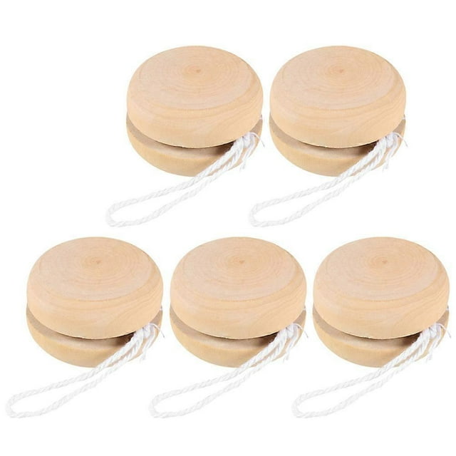 5Pcs Creative Yo-Yo Balls for Craft Wooden DIY Painting Yo-Yo Balls Wooden Graffiti Toys Wood Model