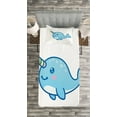 thumbnail image 3 of Ambesonne Narwhal Quilted Bedspread Set 2 Pcs, Unicorn of the Sea, Twin Size, Multicolor, 3 of 3