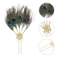 thumbnail image 4 of Horquillas vintage para mujer, diseño de pluma de pavo real, tocado, accesorios étnicos para el cabello, horquillas sencillas., 4 of 4