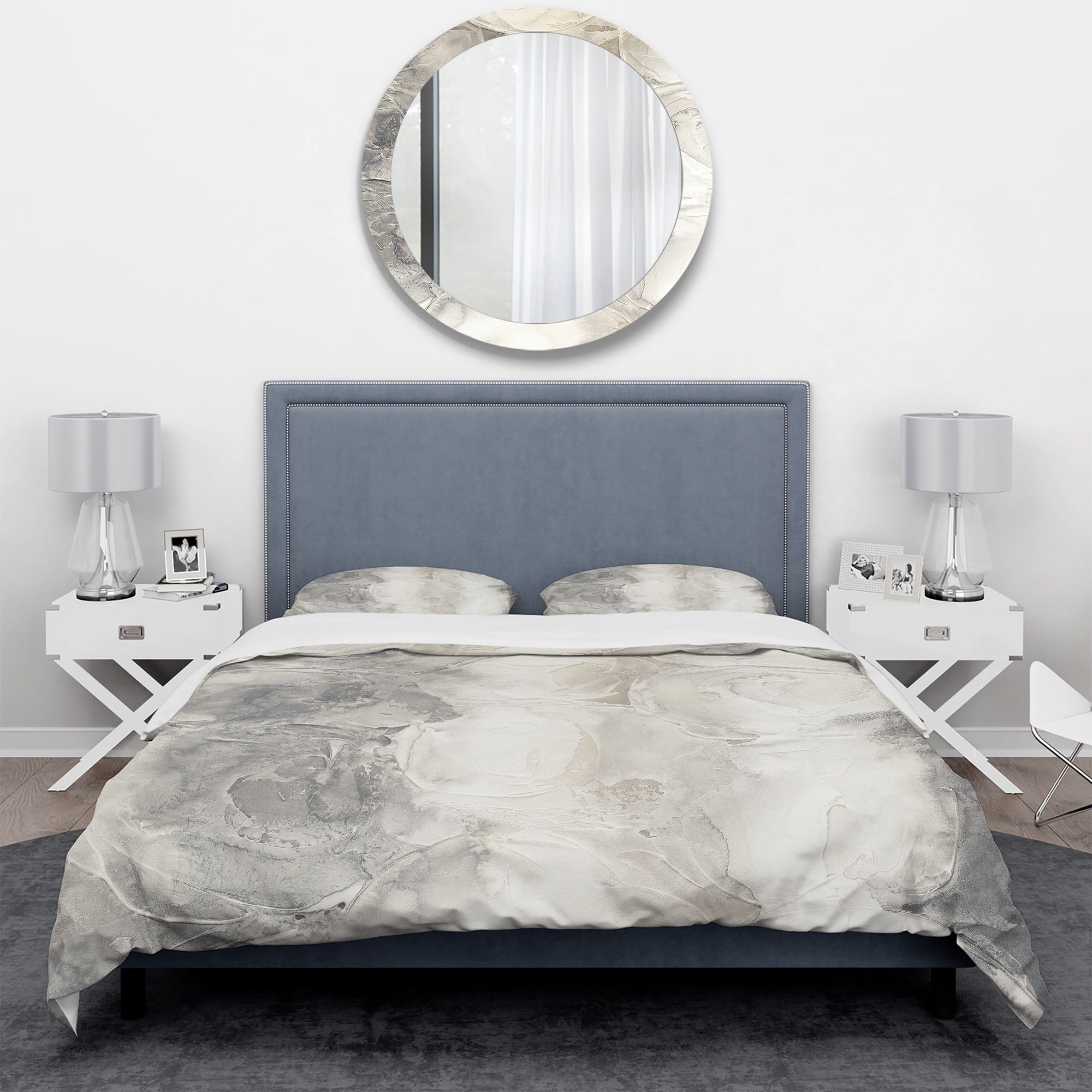 Designart 'Gray Circles I' Geometric Duvet Cover Set