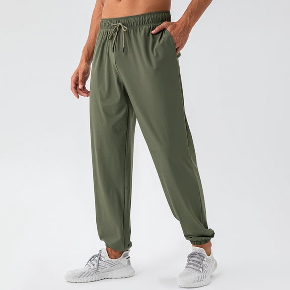 Men Loose Cool Pants Quick Dry Stretch Running Fitness Sports Breathable Pants