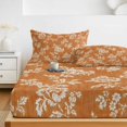 thumbnail image 6 of Full Size Fitted Sheet Set - Spring Floral 3 Piece Bedding Sets 16" Deep Pocket Fitted Sheet with 2 Pillowcases, Watercolor Botanical Flowers Rustic Orange Brushed Microfiber Hotel Luxury Bed Sheets, 6 of 9