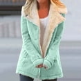 thumbnail image 2 of Winter Warm Fleece Lined Jackets For Women Plain Color Jacket With Pockets Button Coats Outerwear, 2 of 6