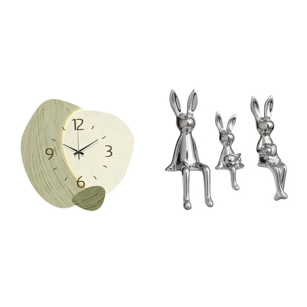 Reloj de pared con estatua sentada, figura escultural, adorno, relojes decorativos silenciosos, material cerámico, adecuado para oficina, hogar, aula,