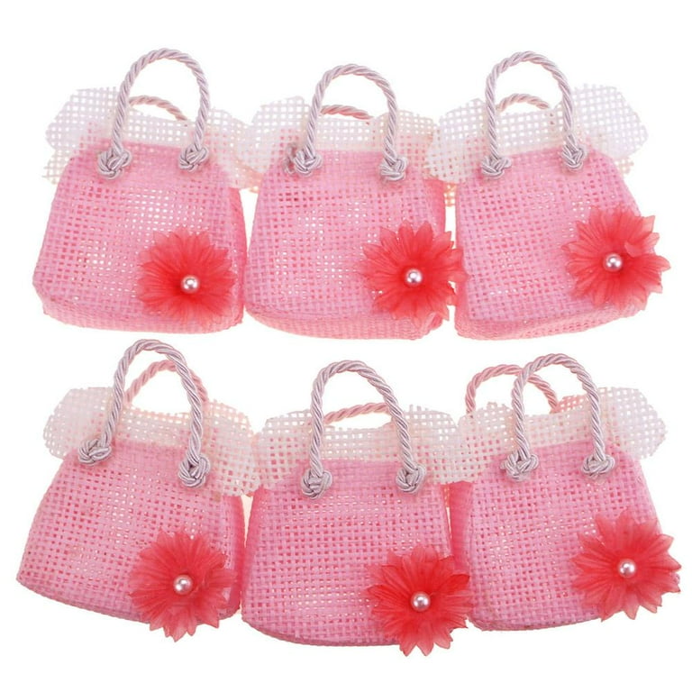 Mini Woven Favor Bags Jumper Dress Pink 2 3 4 Inch 6 Piece