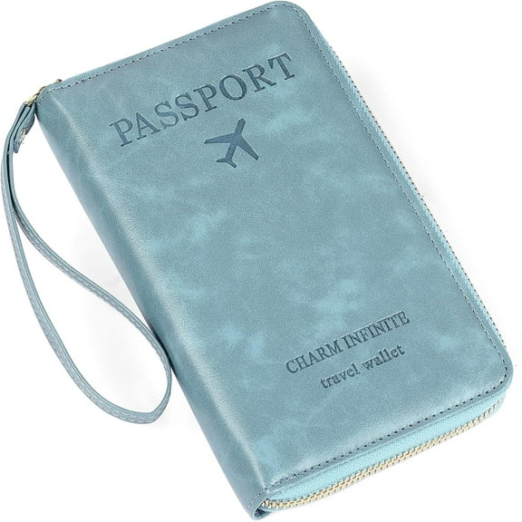 Leather RFID Blocking Passport Holder Travel Wallet, Passport Cover/Travel Wallet for Women/Men with