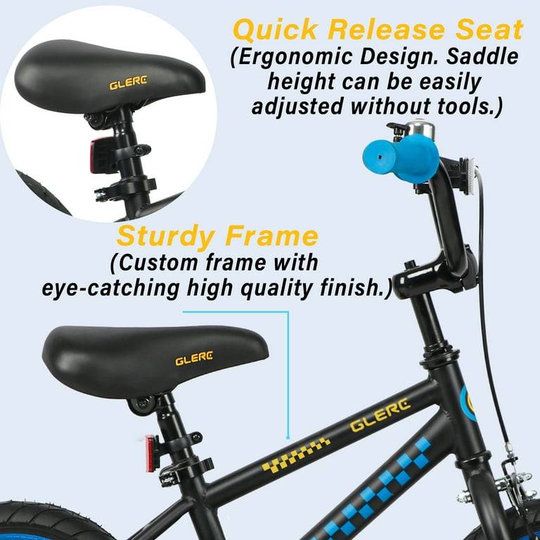 Glerc NuNu 12 Inch Kids Bike BMX Style for 2 3 4 Years Old Boys