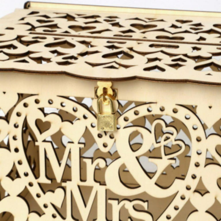 Wedding Card Box with Lock, Wood Gift Card Box Holder Money Box