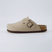 Cushionaire Hana Womens Clogs | Comfortable Vegan Suede Clogs for Women | Slip On Potato Shoes with Cork Footbed & Arch Support | Memory Foam, Wide Widths Available