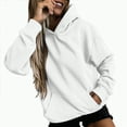 thumbnail image 4 of Godom Womens Solid Hoodies Fall Fashion Casual Long Sleeve Hooded Sweatshirts Loose Comfy Trendy Pullover Tops with Pockets, 4 of 7