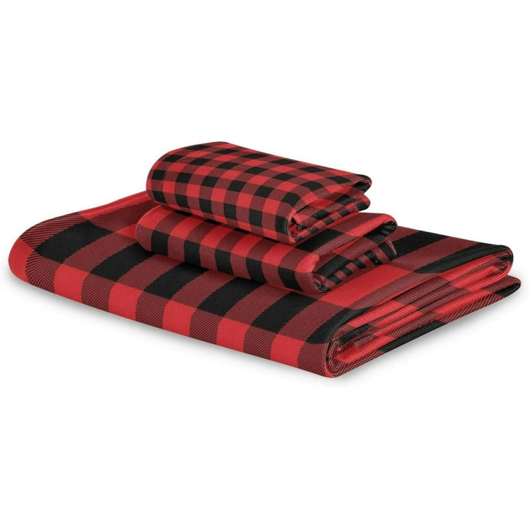 Bestwell 3 Pieces Red Buffalo Plaid Bath Towels Absorbent Bath Towels Set Soft Comfortable Towel Set for Home Hotel Decor Walmart