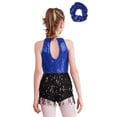thumbnail image 2 of TiaoBug Kids Girls Sequins Tassel Latin Jazz Leotard Tango Rumba Samba Salsa Dance Dress with Hair Band Blue 12, 2 of 7