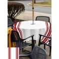 thumbnail image 5 of Outdoor Tablecloth with Umbrella Hole for Patio/Picnic/Party/Camping, Red Striped Waterproof Table Cloth Square Cover Washable, Farmhouse Simple Line Vertical Stripes (54"x 54"), 5 of 9