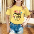 thumbnail image 2 of Rhuody Girl Easter T Shirts Round Neck Tops Short Sleeve Shirts Bunny Prints Tee Adorable Wear 12-13 Years Yellow, 2 of 4