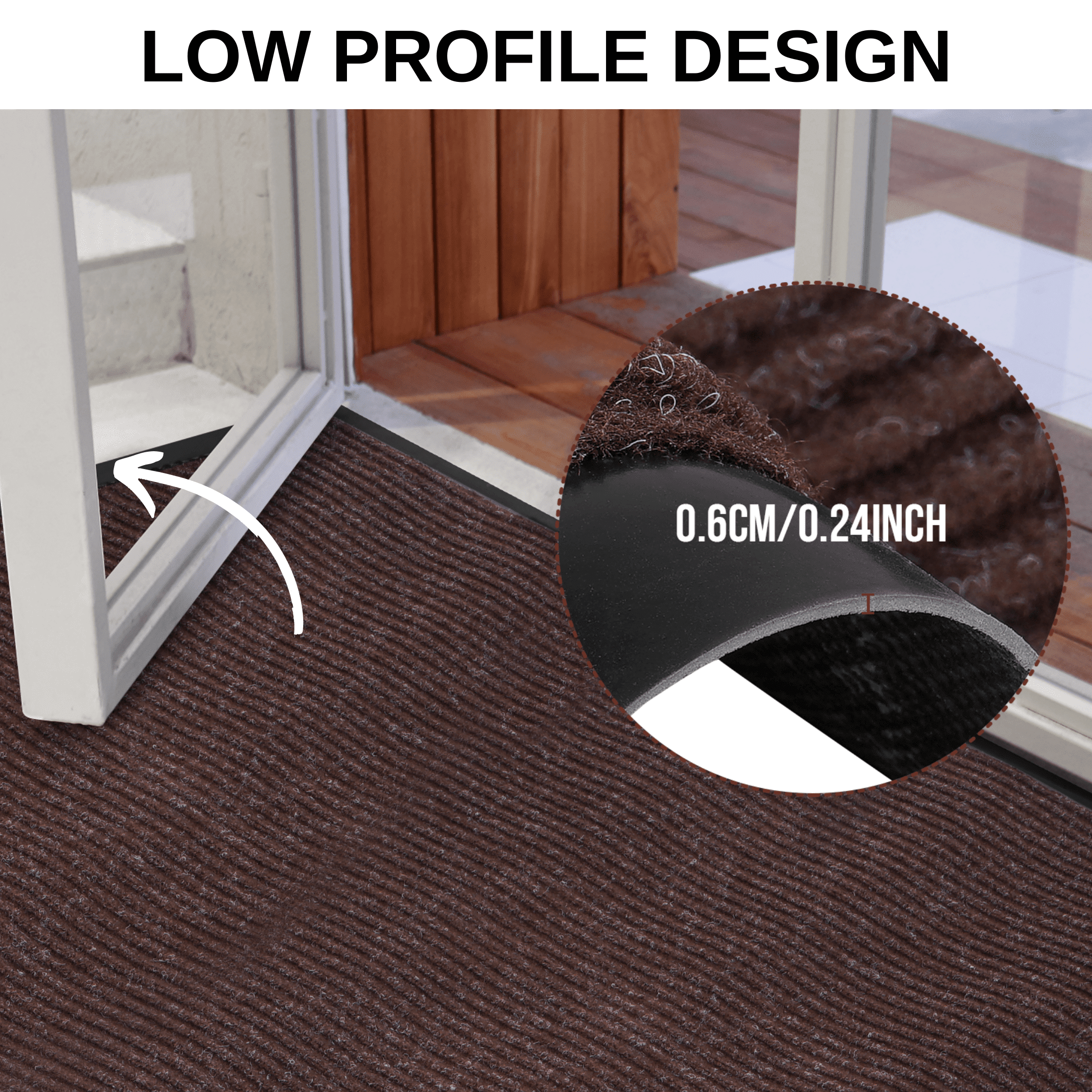 OVYEOFR Commercial Carpet Runner, 3' x 10' Commercial Rug with Rubber Backing, Heavy Duty Low Profile Indoor Outdoor Floor Mat for Entrance, Hallway, Kitchen, Garage, Brown