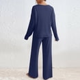 thumbnail image 5 of vigerkar 2 Piece Outfits for Women Long Sleeve Vneck Tops and Wide Leg Pants Ribbed Matching Lounge Set (Blue, XXL), 5 of 7