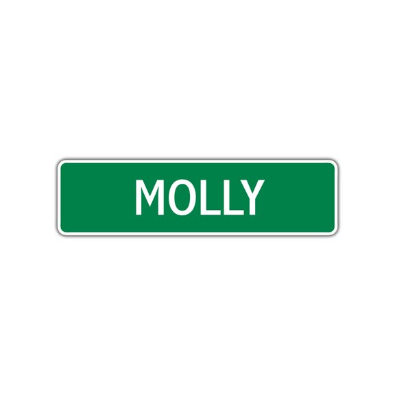 Molly Girls Children Name Letter Printed Decoration Label Indoor Outdoor Unique Plaque Wall Novelty Aluminum Metal Sign 4"x13.5"