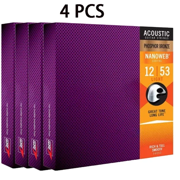 4PCS Acoustic Guitar strings Phosphor Bronze LIGHT .012-.053 Light 16052 STR