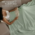 thumbnail image 3 of PHF 100% Cotton Waffle Weave Blanket, Lightweight Twin Washed Blanket for Bed Sofa Home Decor, Sage Green, 66"x90", 3 of 9