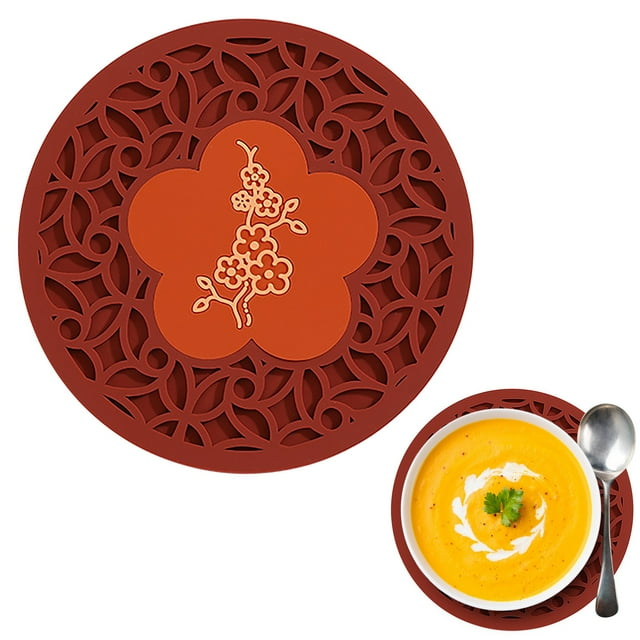 asddcavvf Tapis d'Isolation Thermique en Silicone pour Cuisine Casserole Résistante aux Hautes Températures Épaisse 2 en 1 Tapis d'Isolation Thermique pour Table Ronde