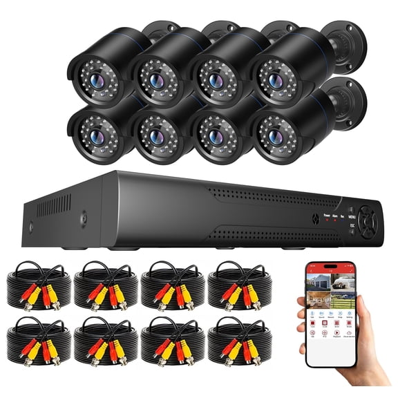 SANSCO Wired Security Camera System Outdoor, 4 Channel 5MP Lite AHD TVI DVR Recorder NO HDD, 4pcs Wired Surveillance CCTV Bullet Camera Indoor Outdoor, Smart Motion Detection, Night Vision