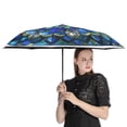 thumbnail image 4 of POBUDS Windproof Automatic Umbrella – Steel-Carbon Fiber Frame, UV-Blocking Black Coating Inside, Auto Open/Close - Retro Glass Crystal Flower Art, 4 of 8