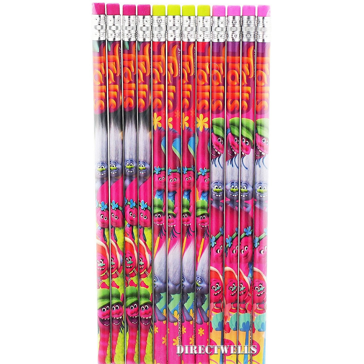 Dreamworks Character Authentic Licensed 12 Wood Pencils Pack, 12
