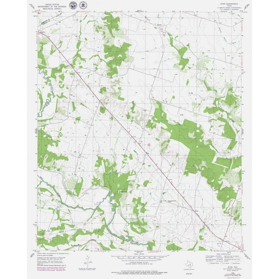 Topographical Map - Ater Texas Quad - USGS 1955 - 23 x 28.50 - Vintage Wall Art
