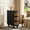 Black, variant on Fnova 26" Solid Wood End Table, Farmhouse Side Table with 3 Rattan Drawers, Slim Sofa Table Nightstand with Vintage Embossed Handles for Living Room, Bedroom, Finished Back, No Assembly