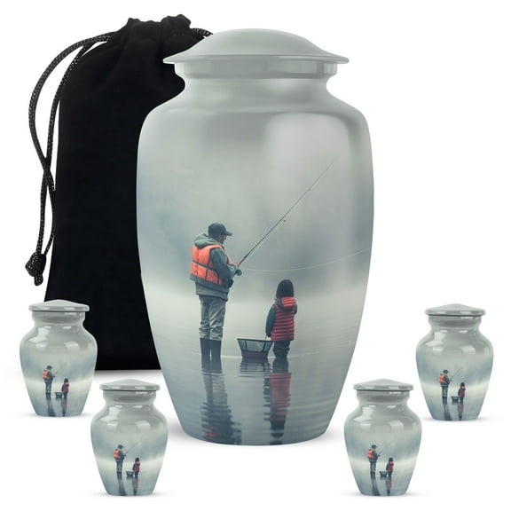 KARYLIZ Dad Teaching Urns For Human Ashes Adult Man, Funeral & Burial Urn for Ashes, Small Urns For Human Ashes Keepsake, Memorial Gift for Father & Mother