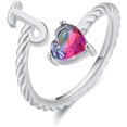 thumbnail image 1 of ORUYROP Silver Initial Rings Cubic Zirconia Heart Rings for Women Adjustable Letter Rings Birthday Jewelry Gift for Mom Girlfriend Christmas, 1 of 7