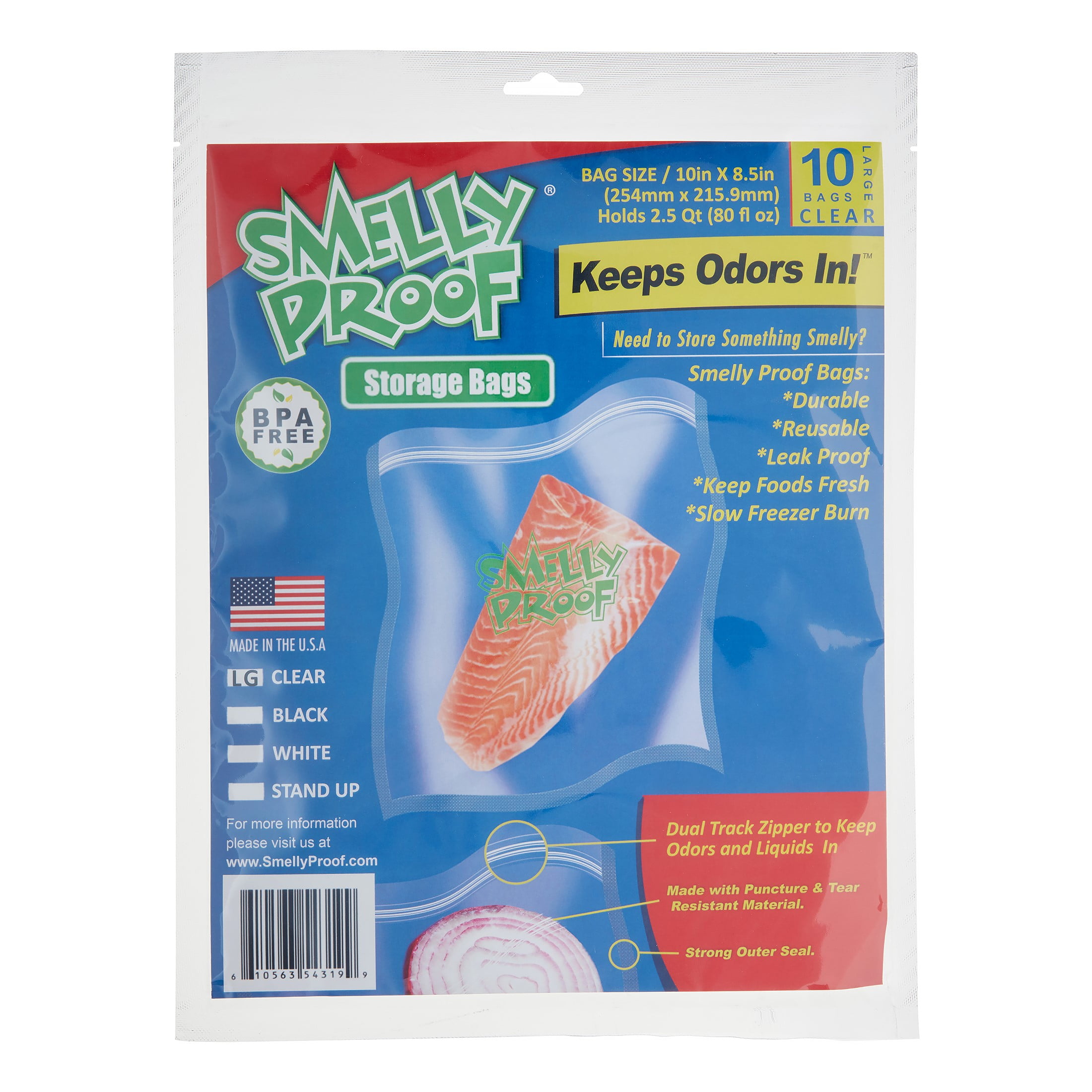 Smelly Proof Zipper Storage Bags, Large, 10 Ct