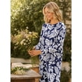 thumbnail image 3 of PatPat Pajamas for Women Set 2 Piece PJ Sets Leaf Prints Long Sleeve Womens Pajamas with Pockets Deep Blue, S, 3 of 13