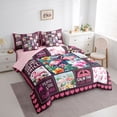 thumbnail image 3 of Homewish Cute Tropic Flamingo Twin Bedding Sets 7-Piece, Buffalo Plaid Bedding Comforter Set, Romantic Love Heart Reversible Sheet Sets, Luxury Bedroom Decor, 3 of 7