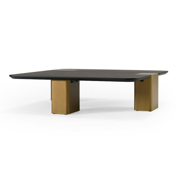 Modrest Harold - Modern Black Brushed Gold Oak Large Square Coffee Table