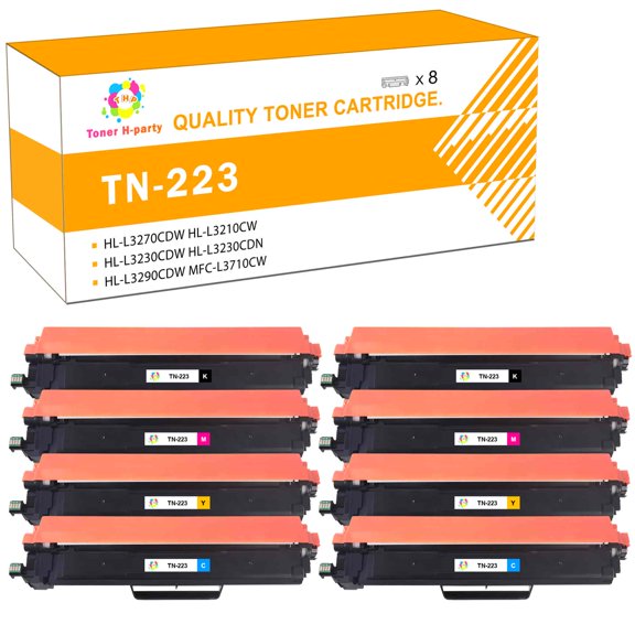 Toner H-Party 8-Pack Compatible Toner Cartridge for Brother TN-223BK TN-223C TN-223M TN-223Y HL-L3270CDW L3230CDW L3230CDN,HL-L3290CDW MFC-L3710CW MFC-L3750CDW MFC-L3770CDW (2BK   2C   2M   2Y)