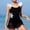 Black, variant on ibiyuan Girls One Piece Swimsuit Cute Ruffle Girls Bathing Suits Drawstring Bow Back Girls Swimsuit Cute Printed Soft Swimwear