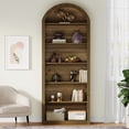 thumbnail image 5 of Tribesigns 6-Tier Brown Arched Bookshelf, 77.16" Tall Arched Bookcase with Storage Shelves, Floor Standing Open Display Shelving Unit for Living Room, Bedroom, Home Office(Brown, 6-Tier), 5 of 16