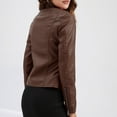 thumbnail image 6 of IROINNID Women's Faux Leather Jacket Long Sleeve Moto Biker Zip Up Short Jacket,Coffee, 6 of 9