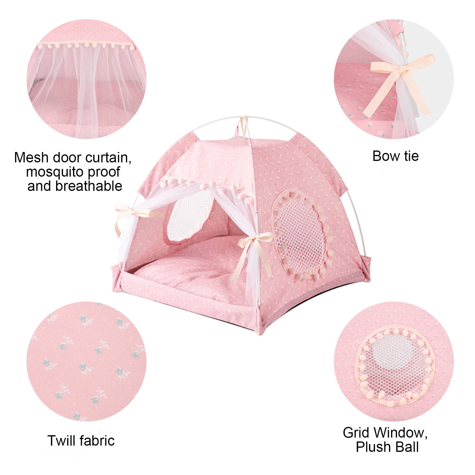 Camping Tent Dogs Bed Pet Teepee for Dogs Kennel Indoor Nest Bed for Puppy Cave Dogs House