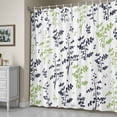 thumbnail image 5 of Farm Black Green Leaves Shower Curtain, Country Style Leaf Floral Retro Plant Waterproof Shower Curtain Set with 12 Hooks Lightweight Bath Curtains Fabric Bathroom Decor 60x72 Inches, 5 of 9