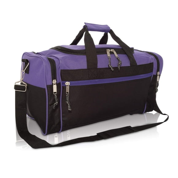 DALIX 19" Blank Sports Duffle Bag Gym Bag Travel Duffel with Adjustable Strap in Purple