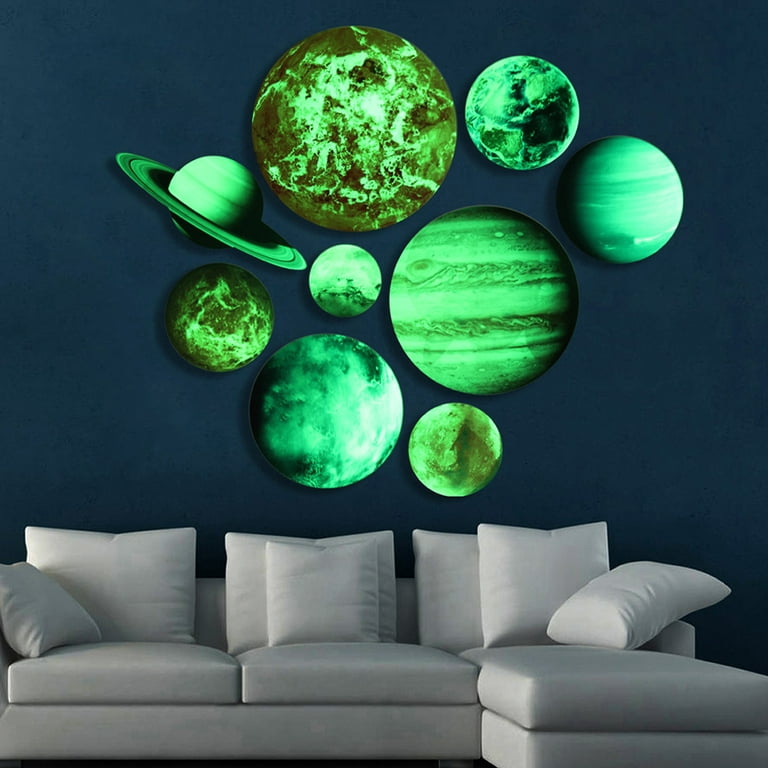 Glow In The Dark Solar System Wall Stickers 9 Planets Mars Decal Kids Room  Decor
