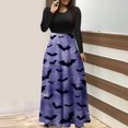 thumbnail image 1 of Qiopertar Vente de Liquidation Robe Longue à Manches Longues Imprimée Halloween pour Femmes avec Fermeture Éclair Col Rond Jupe Longue Offres de la Semaine Moins de 5$, 1 of 5