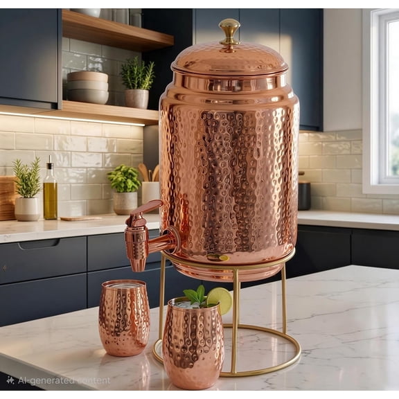 Radanya Pure Copper Hammered Jointless 5 Litre Water Dispenser