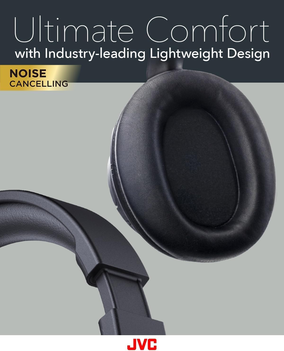 JVC Over Ear Wireless Active Noise Cancelling Headphones - Bluetooth 5.3 - Ambient Mode, 3 Audio Modes, Soft Comfort Pads, 35 Hr Battery, Foldable & Lightweight – Mic- Travel & All-Day Wear - HA-S75N