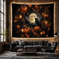 thumbnail image 6 of Black Cat in a Pumpkin Wreath Under Full Moon, Mystical Gothic Style for Halloween Decor Lovers, Haunted Wall Decor, Halloween Gift, Tapestry Wall Hanging for Bedroom and Entryway, 6 of 7