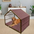 thumbnail image 2 of East Pet House, Pattern Based on Traditional Vintage Twists Lines Spirals, Outdoor & Indoor Portable Dog Kennel with Pillow and Cover, 5 Sizes, Dark Coral Orange Green, by Ambesonne, 2 of 4
