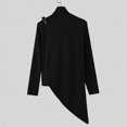 thumbnail image 5 of khonts,Men's Irregular Design Long Sleeve T-Shirt Slim Turtleneck Asymmetric Hem Slim Fitted Punk Tight Tops Black S, 5 of 8